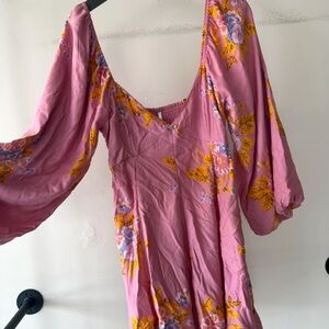 Free People Pink Floral Mini Dress